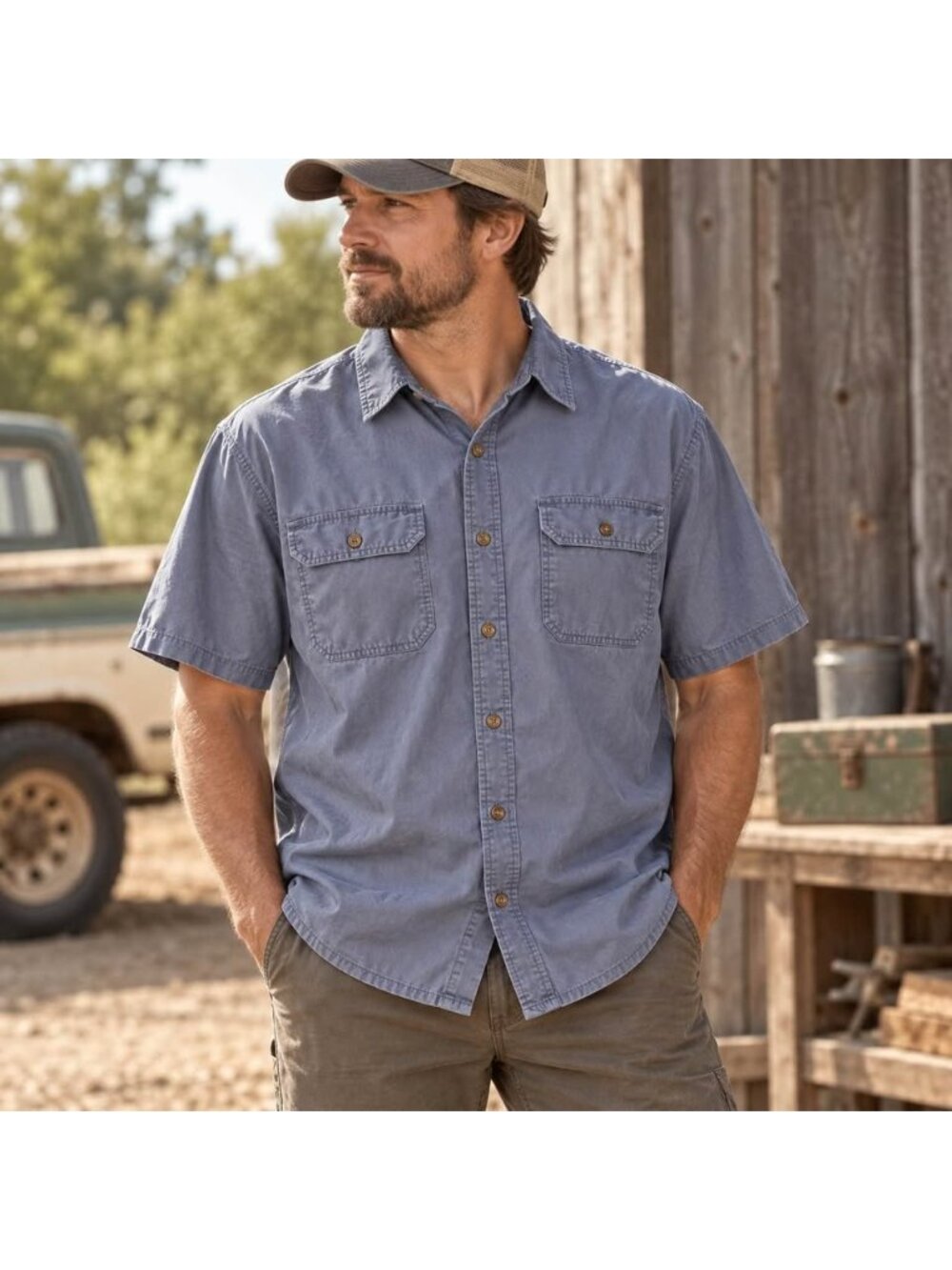 Carhartt Men’s Relaxed Fit Short Sleeve Button-Up Shirt Medium